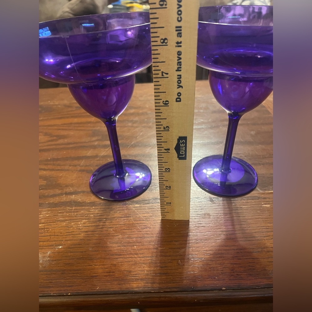 Set of Two Purple Glass Goblets - Picture 2 of 2